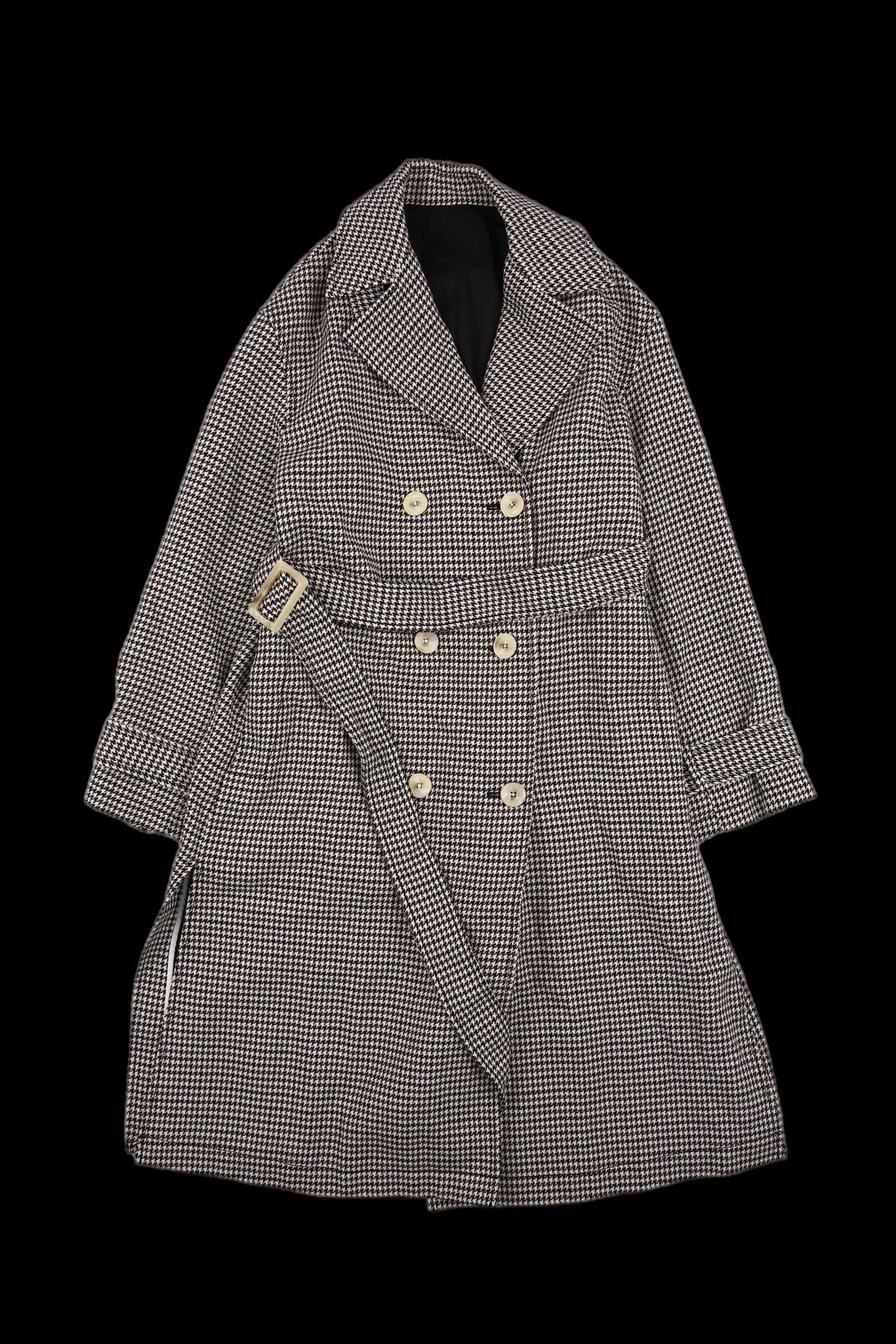 체크 울 트렌치코트