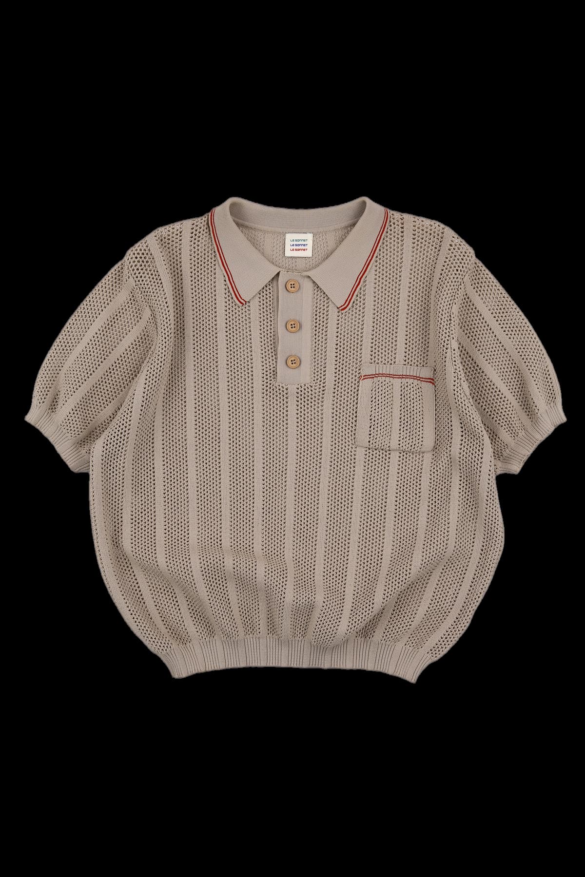 펀칭 니트 반팔 카라티