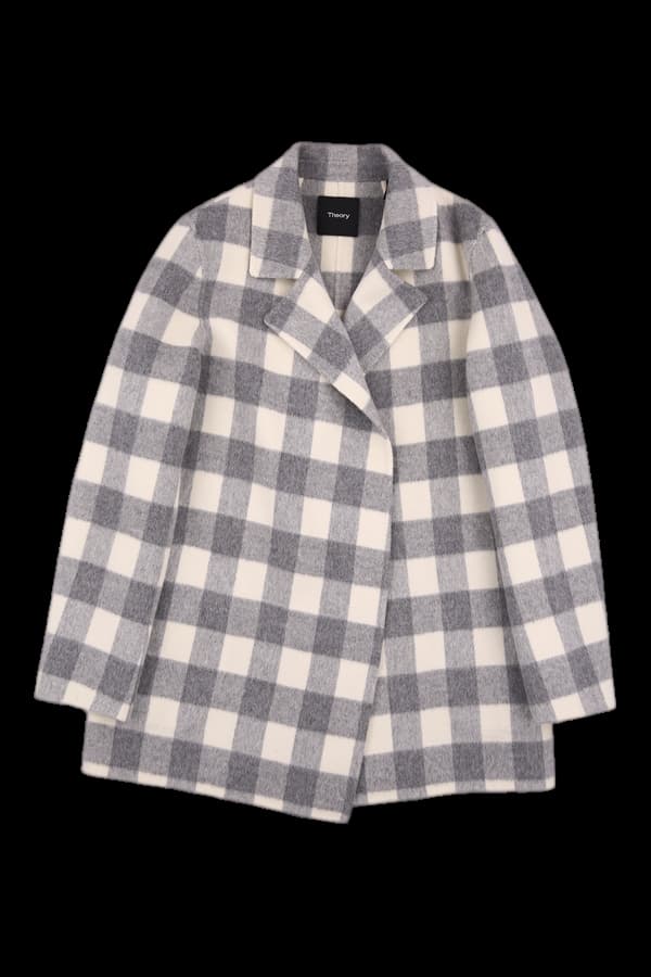 체크 울 하프 코트