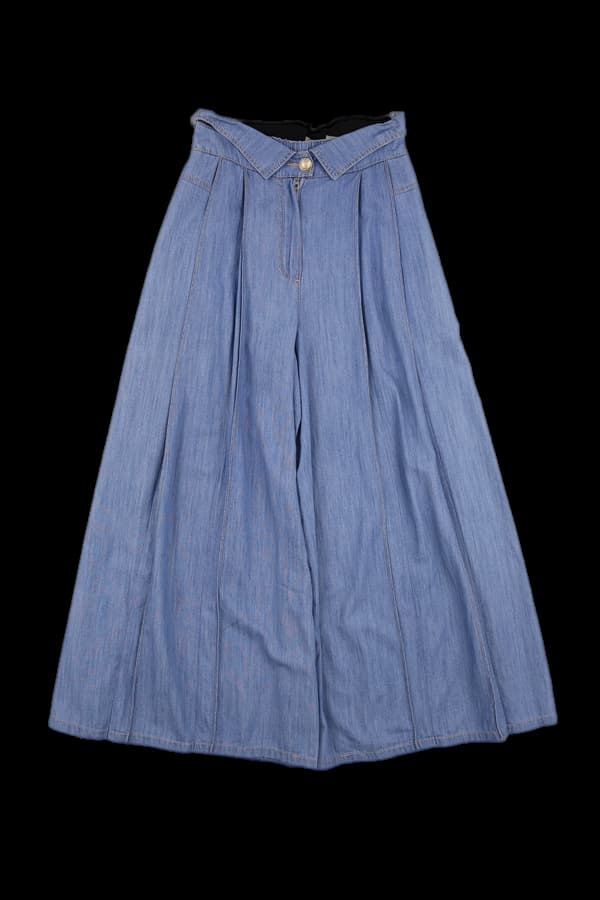 리본와이드 데님팬츠