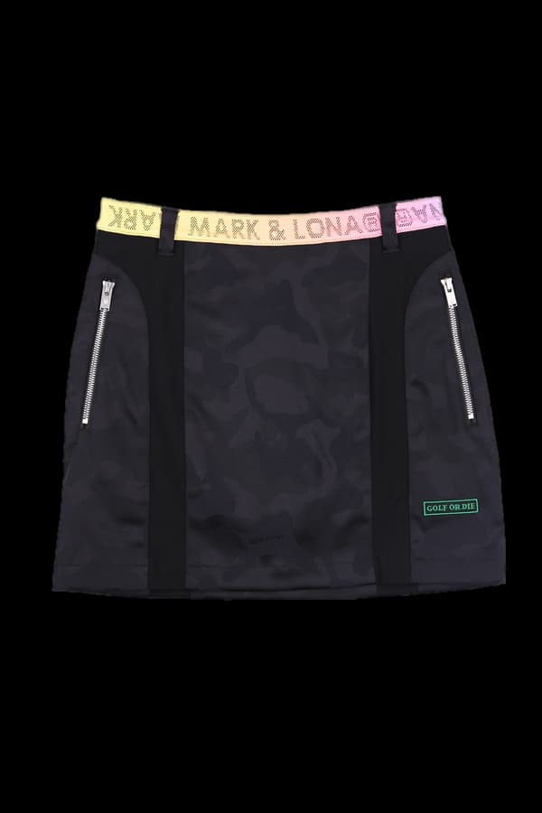 패턴 사이드 로고 스커트