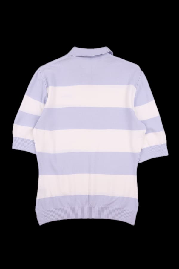 카라 스트라이프 반팔 니트