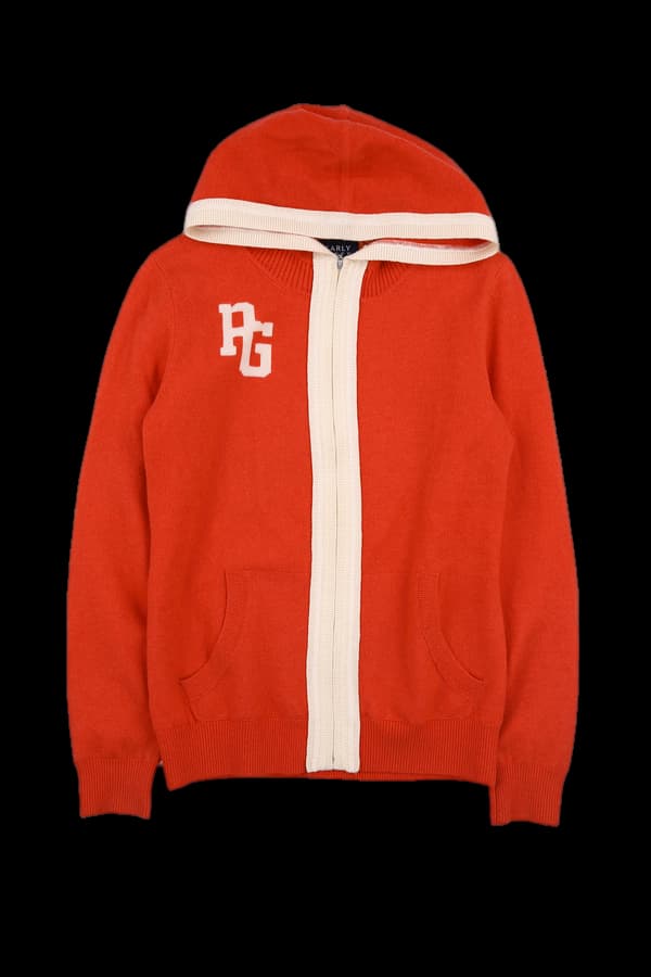 후드 로고 니트 집업