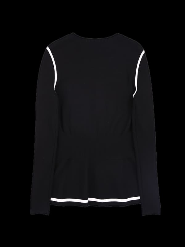 배색 프릴 긴팔니트