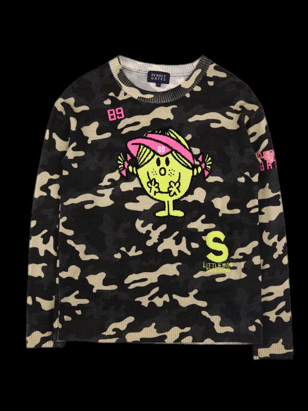 빅로고 패턴 라운드 니트