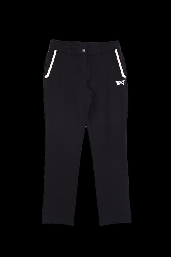 가죽 배색 롱팬츠