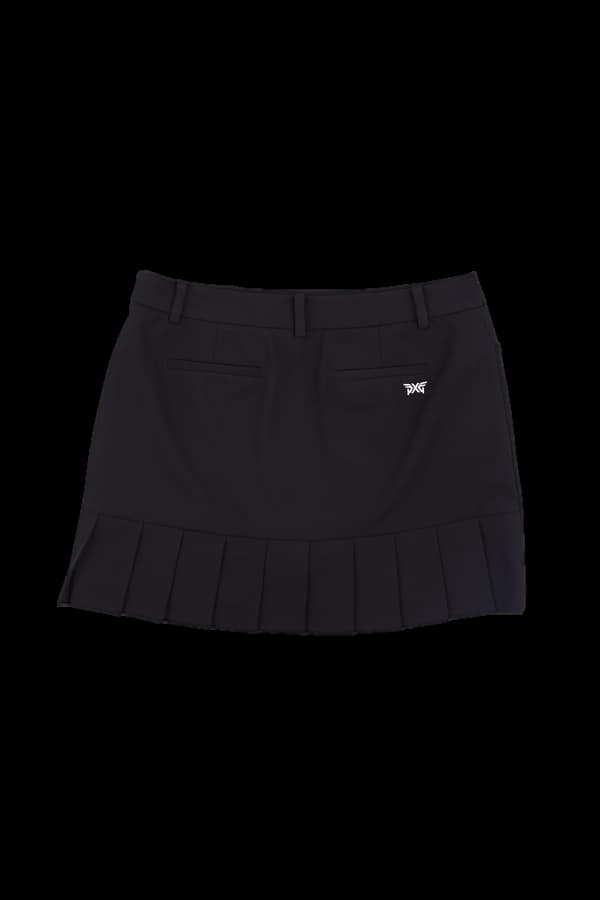 로고 언발 플리츠 스커트