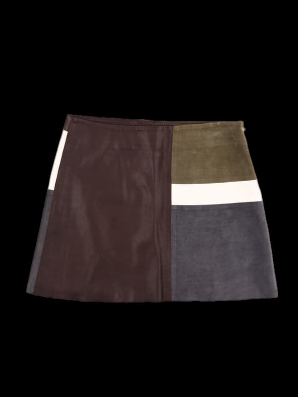 가죽 칼라 미니 스커트