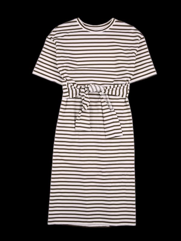 스트라이프 반팔 롱원피스