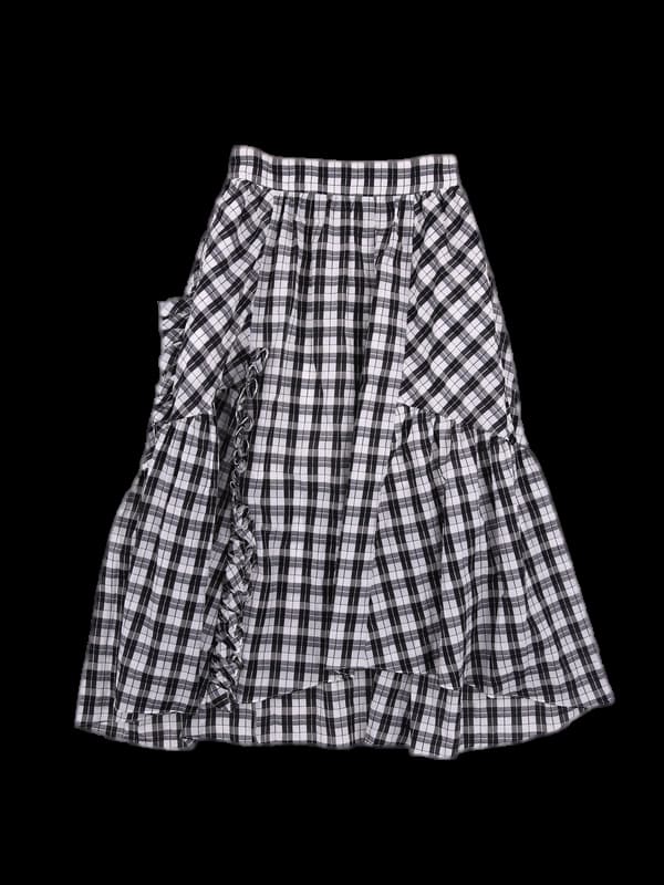 체크 패턴 롱스커트