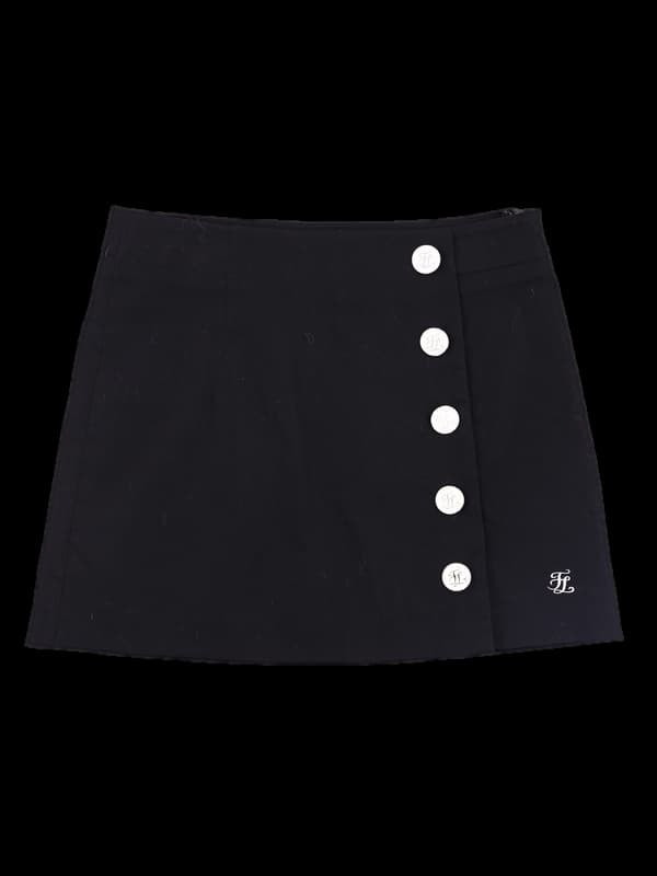 로고 단추 스커트