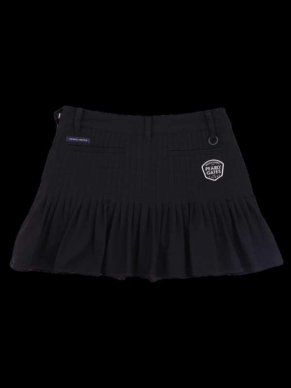 로고 단추 주름 스커트