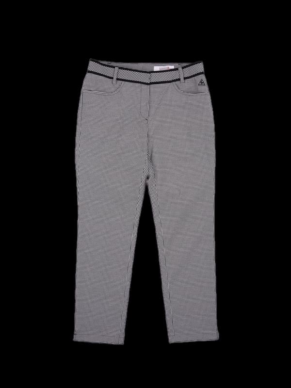 로고 체크 리본 팬츠