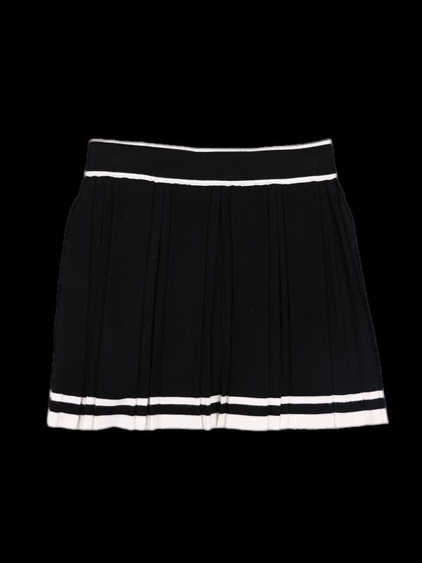 로고 배색 니트 스커트