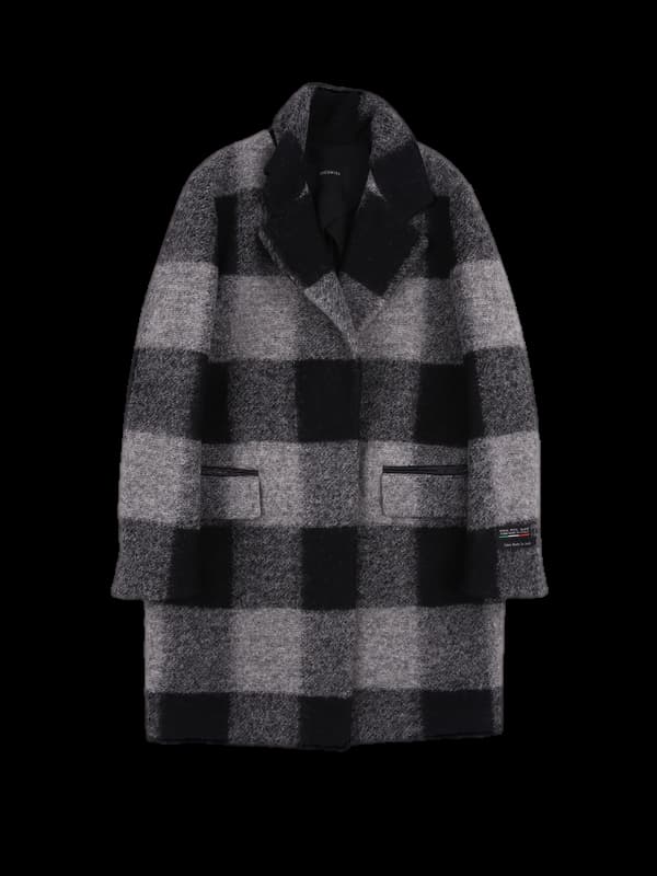 울 체크 반코트