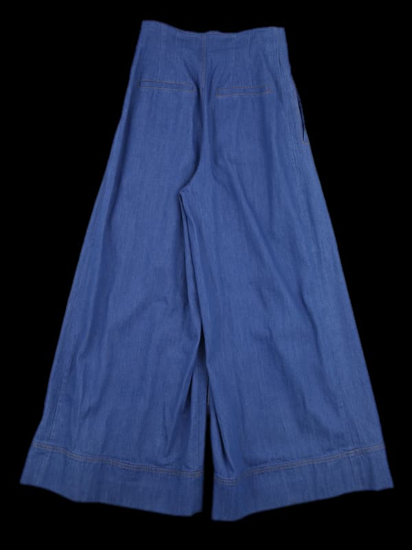 데님 단추 롱 팬츠