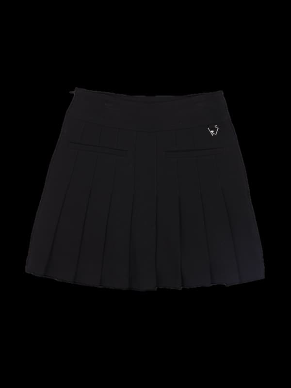 로고 플리츠 스커