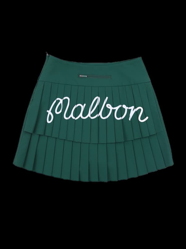 빅로고 언발 플리츠 스커트