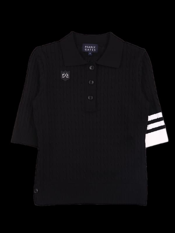 카라 꽈배기 반팔 니트