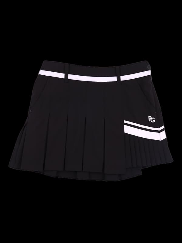 배색 플리츠 스커트