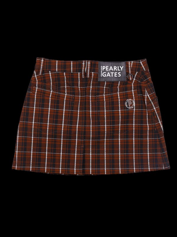 로고 체크 스커트