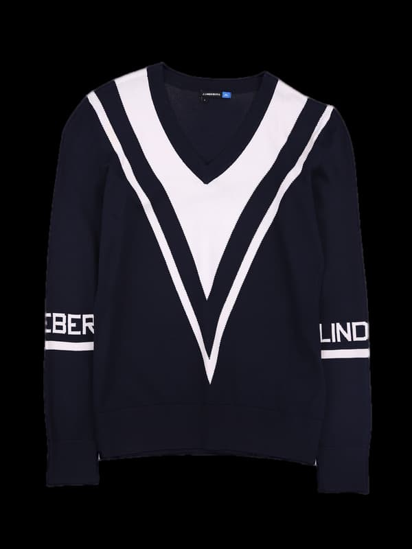 로고 배색 긴팔 니트