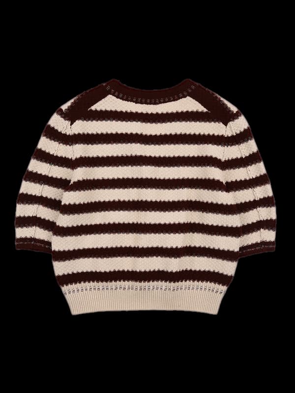 코튼 스트라이프 반팔 가디건