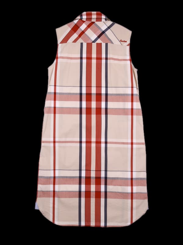 코튼 체크 민소매 원피스