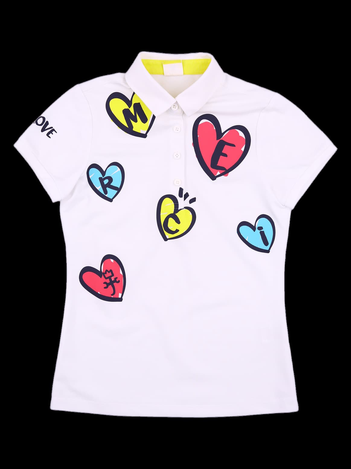 하트 프린팅 카라 반팔