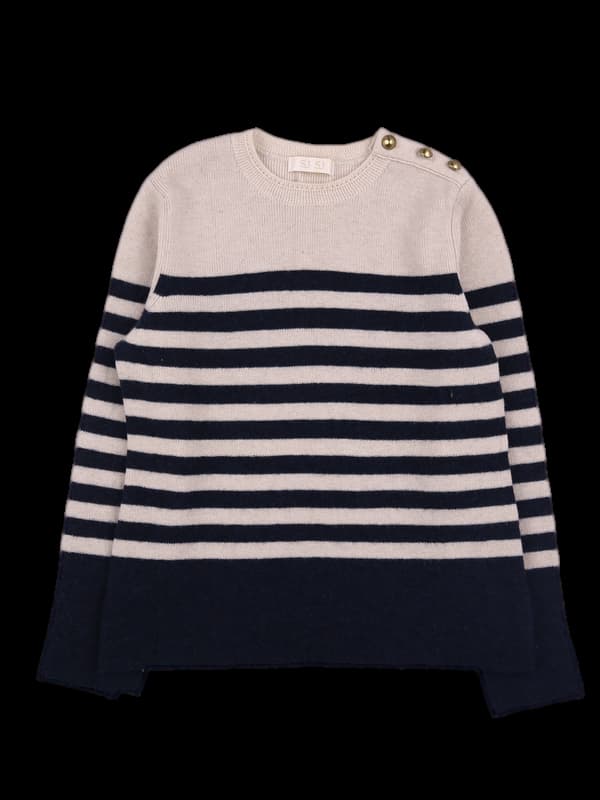 울 스트라이프 긴팔니트