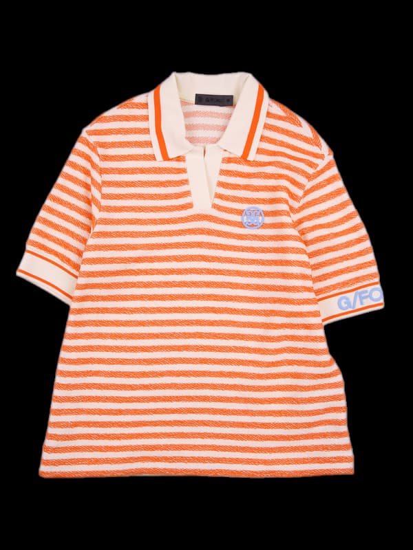 스트라이프 반팔카라니트