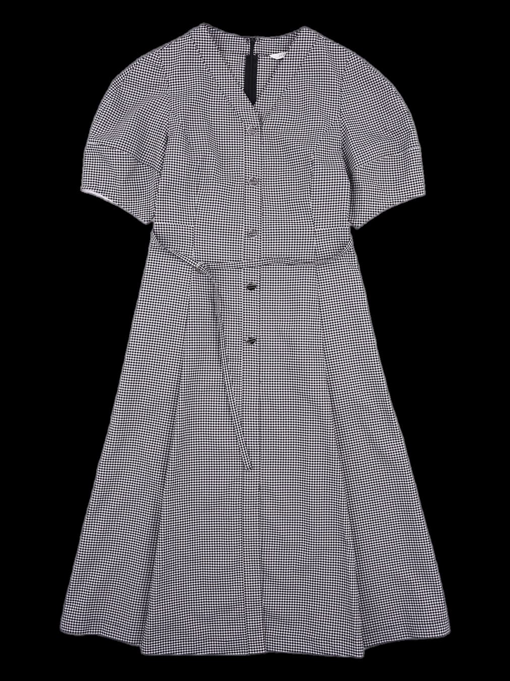 체크 반팔 원피스