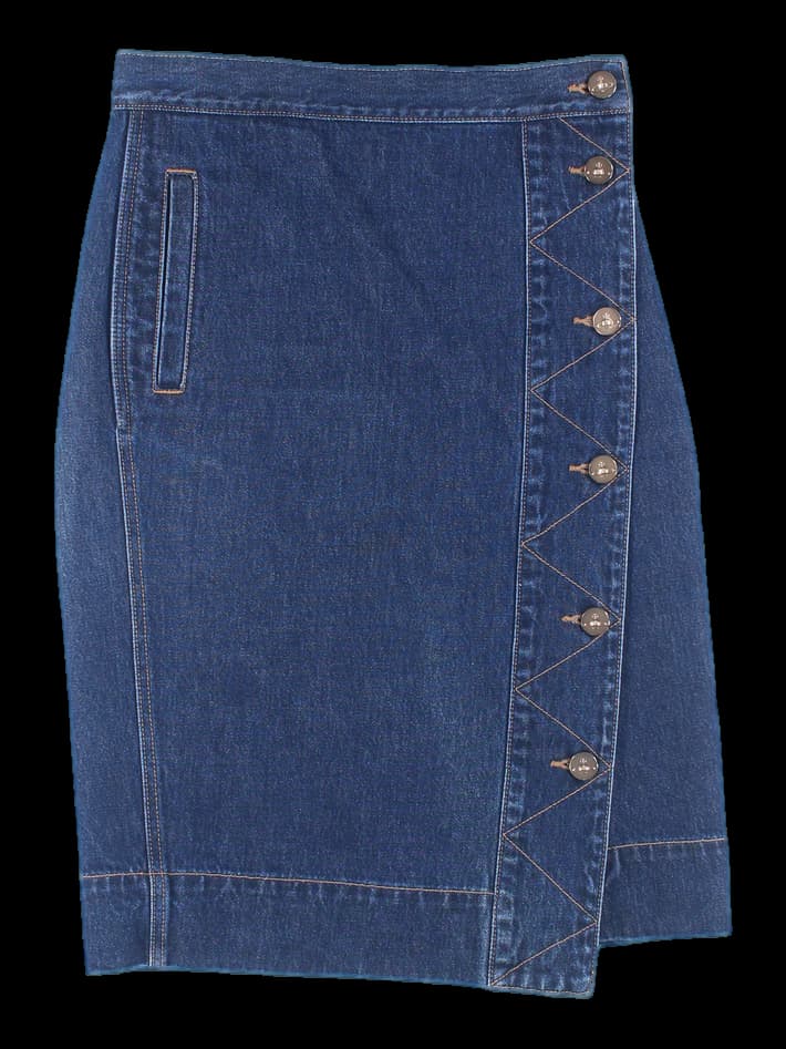 데님 미디 스커트
