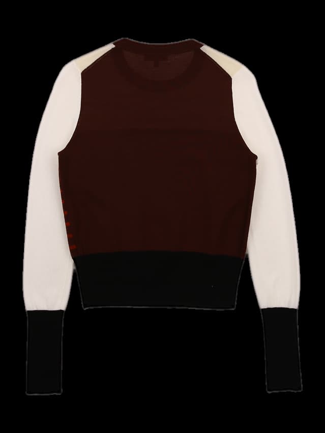 배색 긴팔 니트