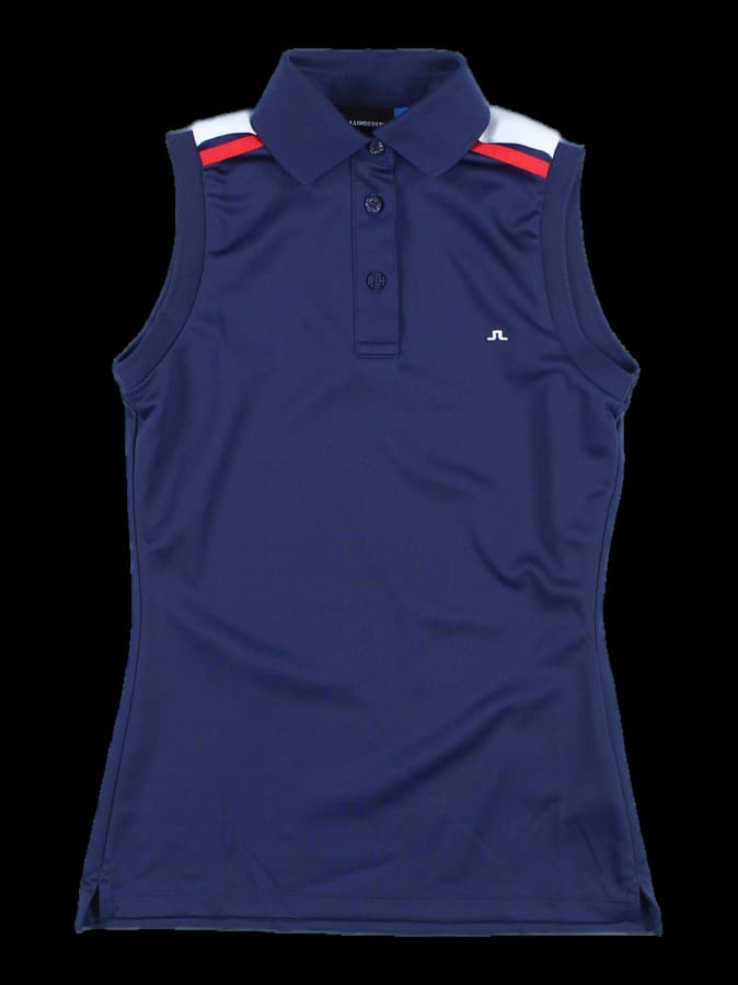 버튼 민소매 카라티