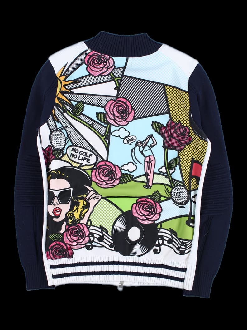 배색 니트 자켓