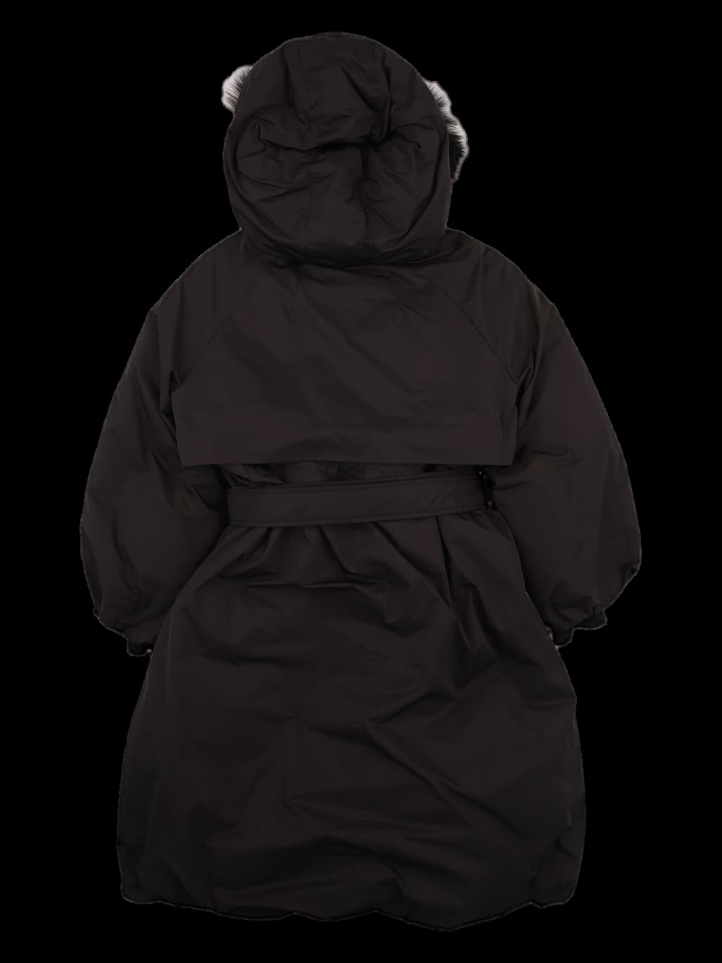 후드 벨티드 롱 패딩