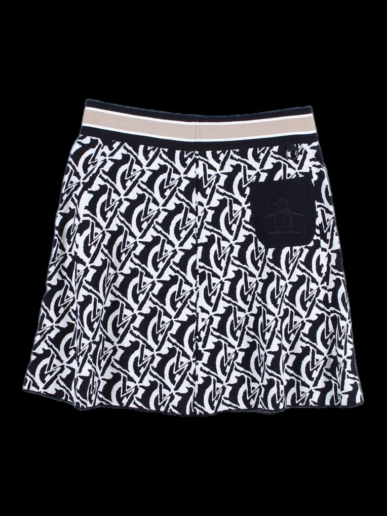 로고 무늬 니트 스커트