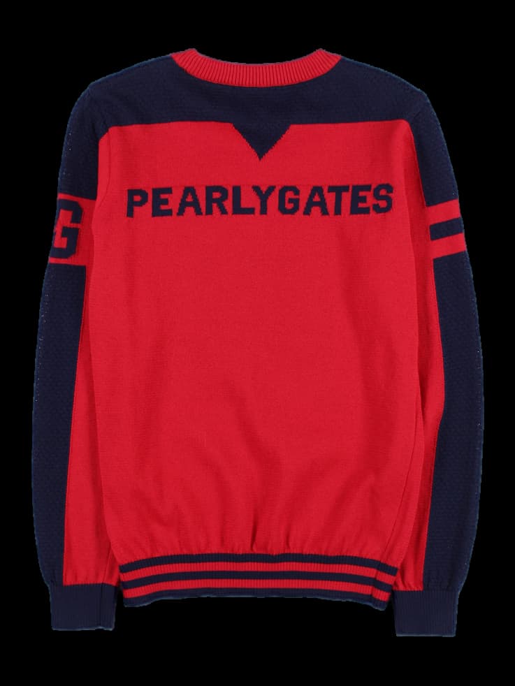 배색 긴팔 니트