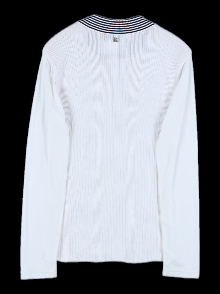 스트라이프 반집업 카라 티셔츠