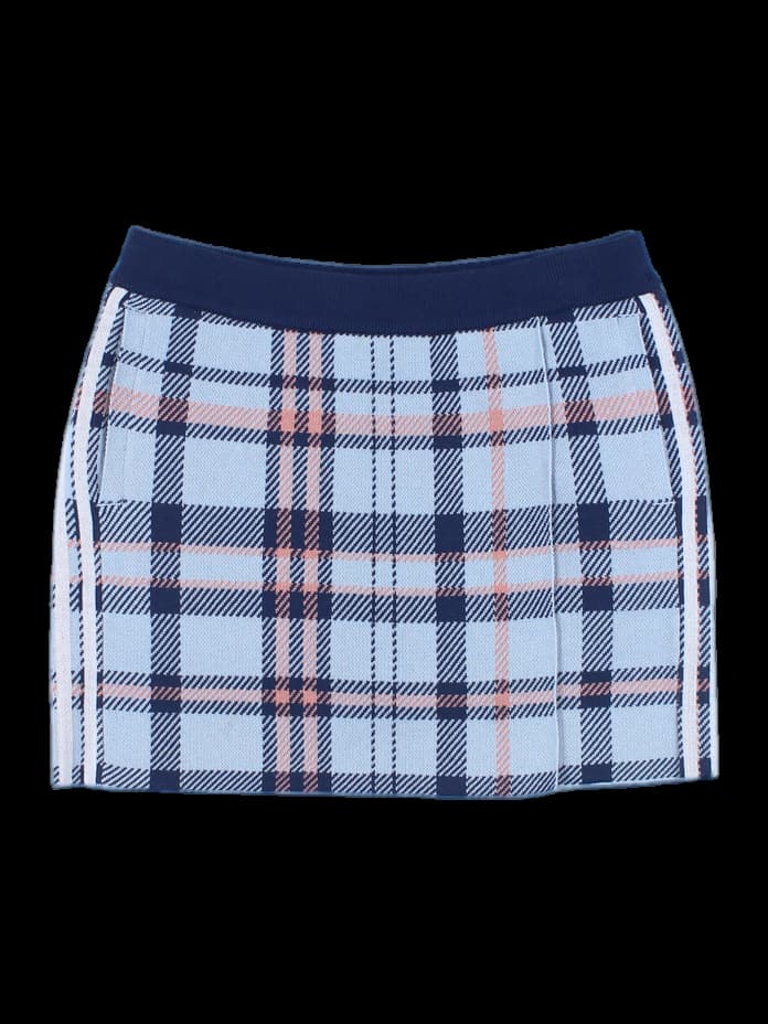 밴딩 체크 니트 스커트