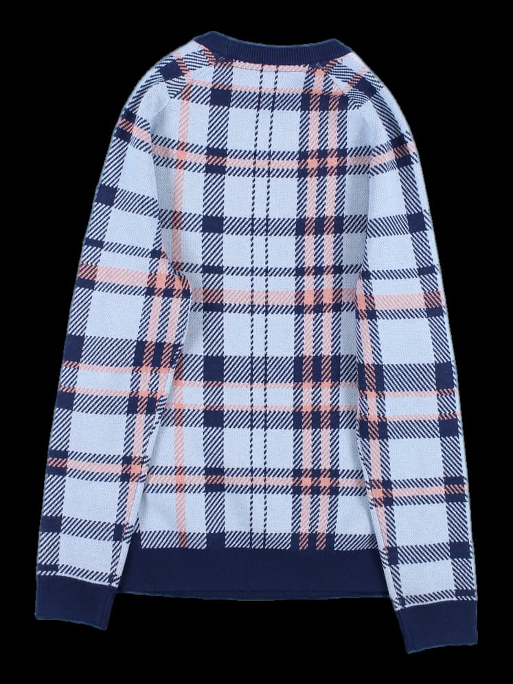 체크 배색 니트