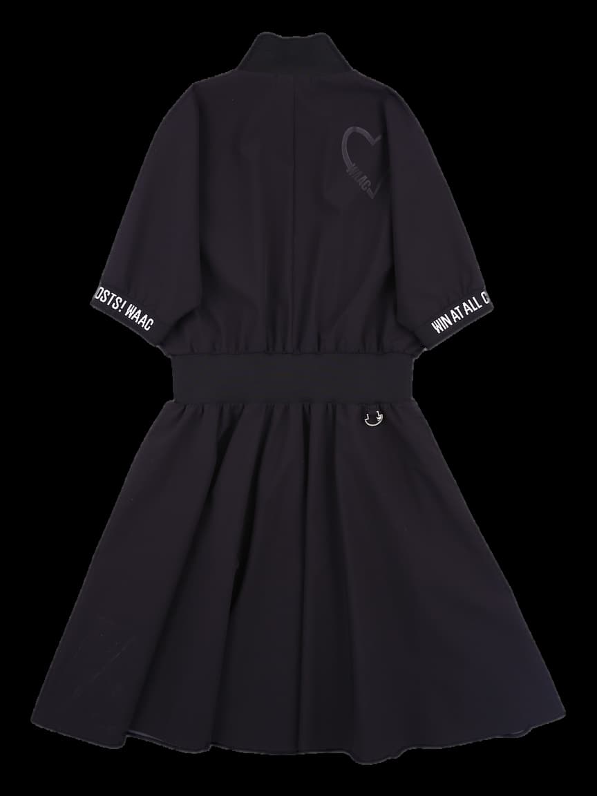 허리밴드 집업 반팔 원피스