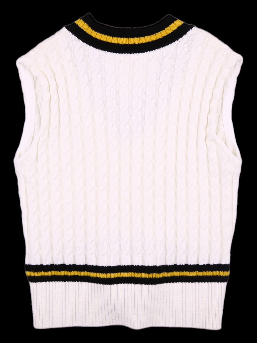 배색 브이넥 니트 베스트