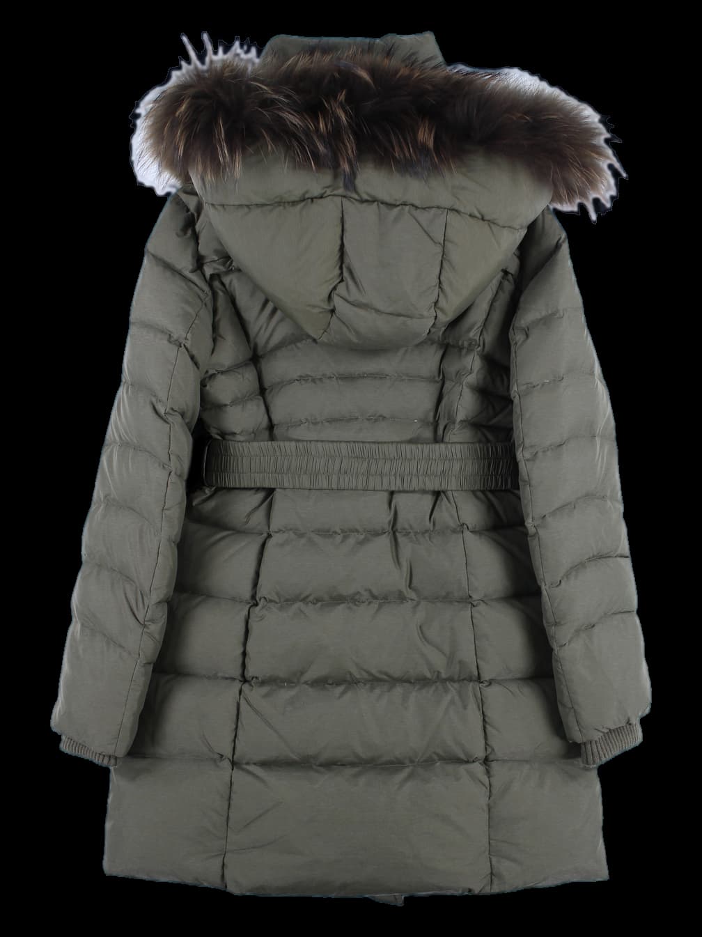 후드 탈부착 허리벨트 하프 패딩