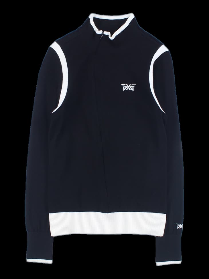 언발 집업 라인 니트