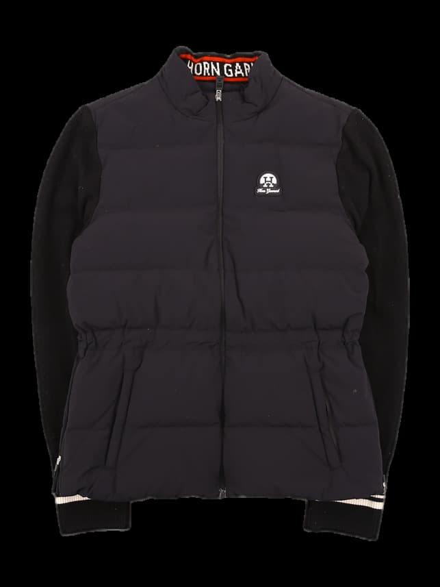 허리 스트링 밑단 지퍼 소매 니트 패딩