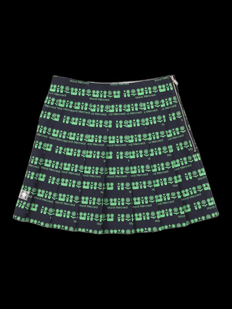 플라워 밴딩 플리츠 스커트