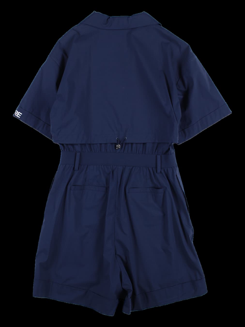 허리 밴딩 반팔 카라 점프수트