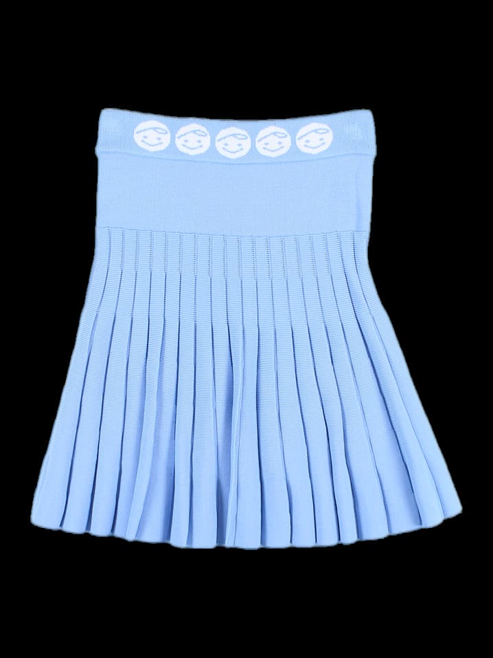 로고 포인트 니트 스커트